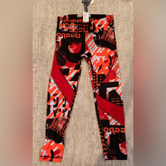 Reebok Athletic Leggjngs Women M,Red Orange,yoga Sport Work Out Gym,BNWT - Picture 1 of 4